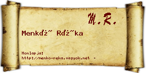 Menkó Réka névjegykártya